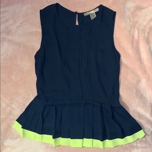 Forever 21 / Love21 - XS - Navy/Lime Peplum Top